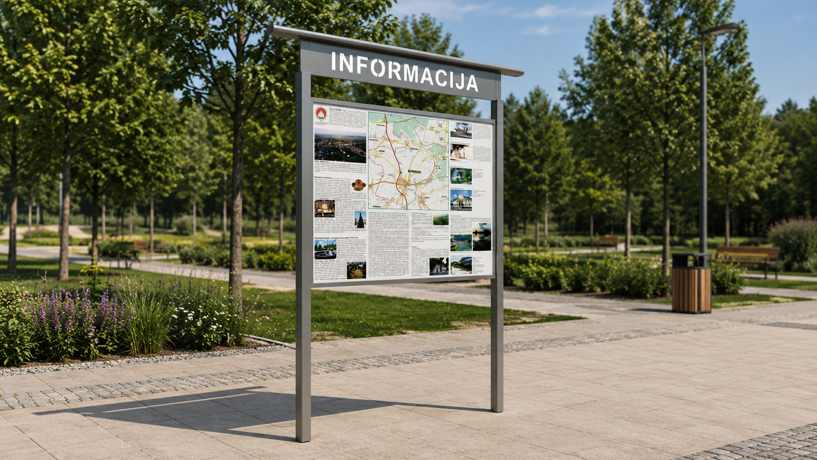 Informacinis stendas EFEKT 0924 viešojoje erdvėje