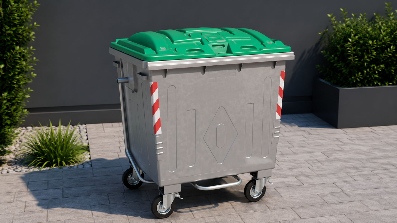Metalinis ratukinis atliekų konteineris GM 1100